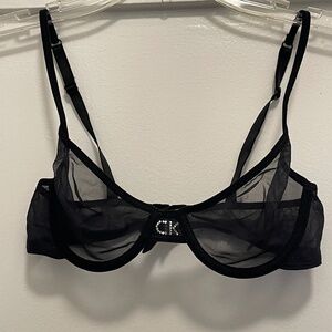 Calvin Klein Sheer Black Bra with Rhinestone detail - Size 32B